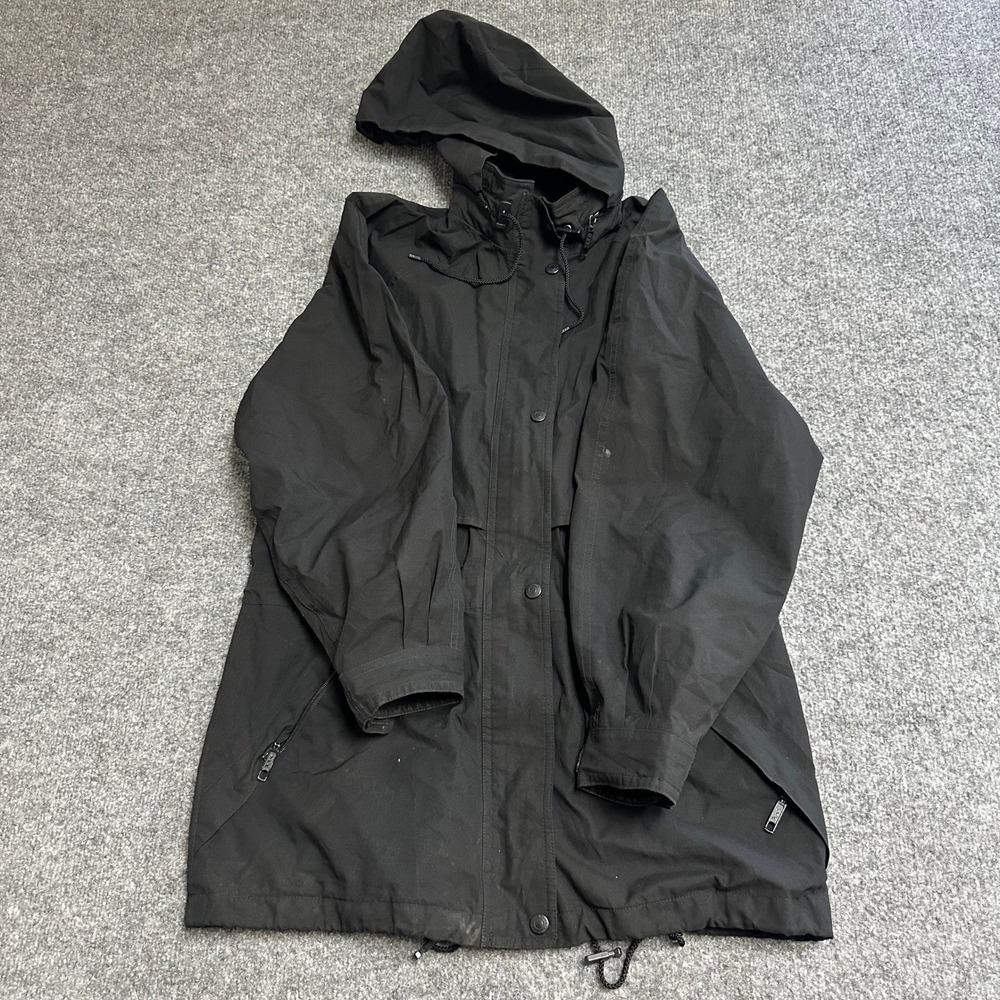 Eddie Bauer Jacket Womens S/P Black Gore-Tex Hooded Rain Parka Outdoor Gorpcore